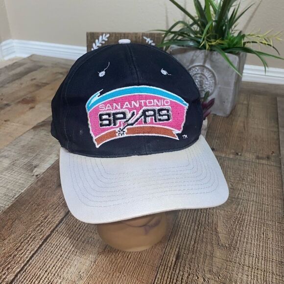 Vintage 90's AJD San Antonio Spurs Black NBA Retro Snapback Hat - Picture 1 of 7